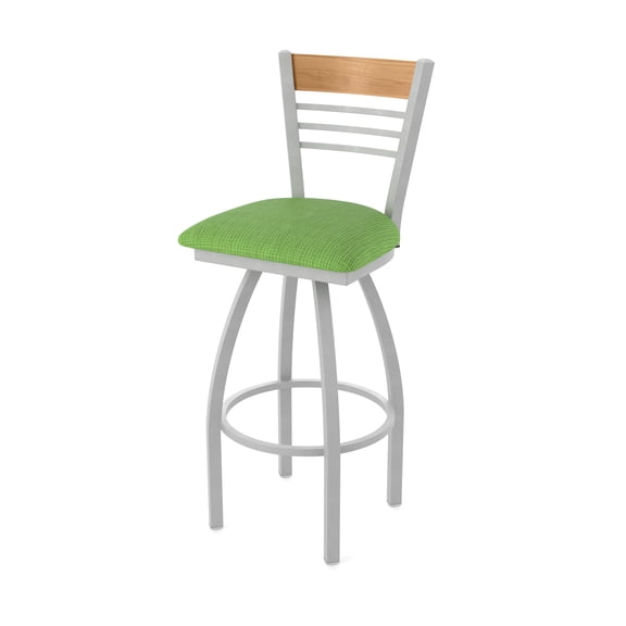 880 Eleanor 36" Swivel Extra Tall Bar Stool with Anodized Nickel Finish, Medium Back and Graph Parrot Seat