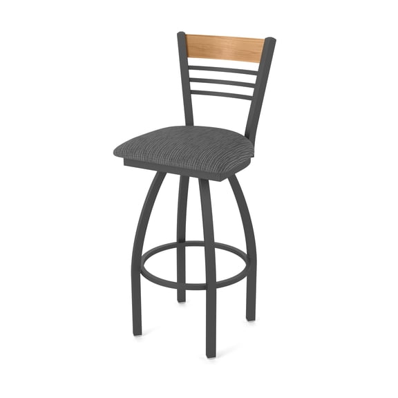 880 Eleanor 36" Swivel Extra Tall Bar Stool with Pewter Finish, Medium Back and Graph Coal Seat