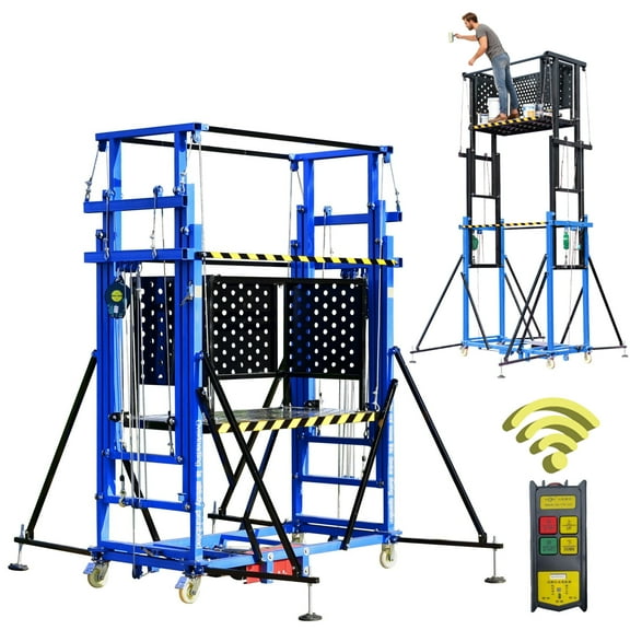 880 Lbs Electric Scaffolding Lift, 9.8FT Motorized Scaffold Platform with Remote Control, CE Certified for Home Decoration, Roof Repairs & Construction