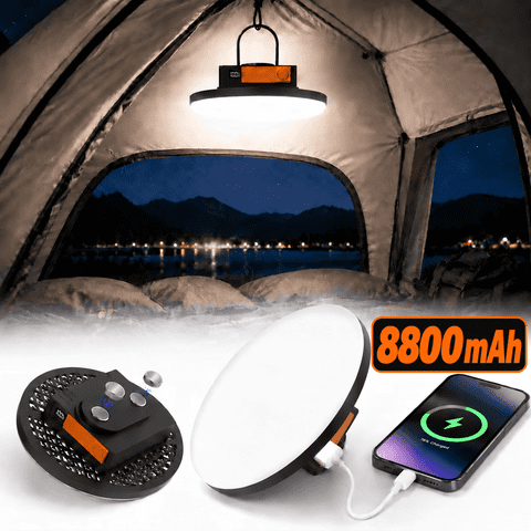 8800mAh LED Camping Light Rechargeable, 6000LM Portable Tent Light with Magnetic Base & Hook, Power Bank Function, IPX5 Waterproof, Emergency Flood Light for Hurricane, Power Outages Car Repair