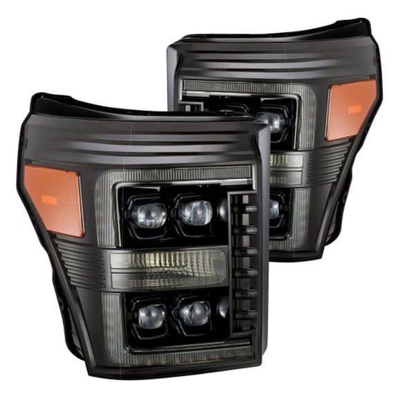 880147 NOVA-Series Mid-Night Black DRL Bar Projector LED Headlights with Sequential Turn Signal for Ford 2011-2016 F-250 Super Duty
