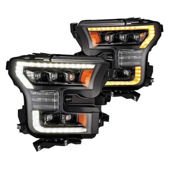 880163 Nova-Series G2 Mid-Night Black Sequential DRL Bar Projector LED Headlights for 2015-2020 Ford F-150