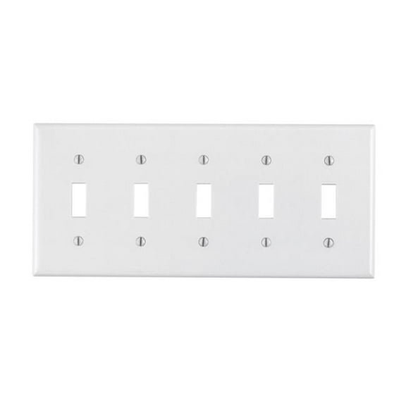 88023-000 Toggle Switch Wallplate White - 5 Gang
