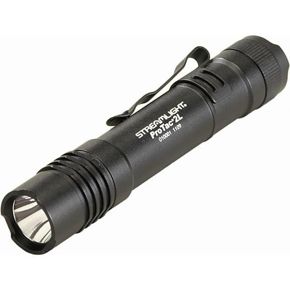 88031 ProTac 2L 350-Lumen EDC Professional Flashlight with CR123A Batteries, and Holster, Black, Clear Retail Packaging