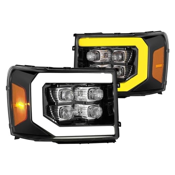880608 Nova-Series Jet Black Sequential DRL Bar Projector LED Headlights for 2007-2013 GMC Sierra 1500