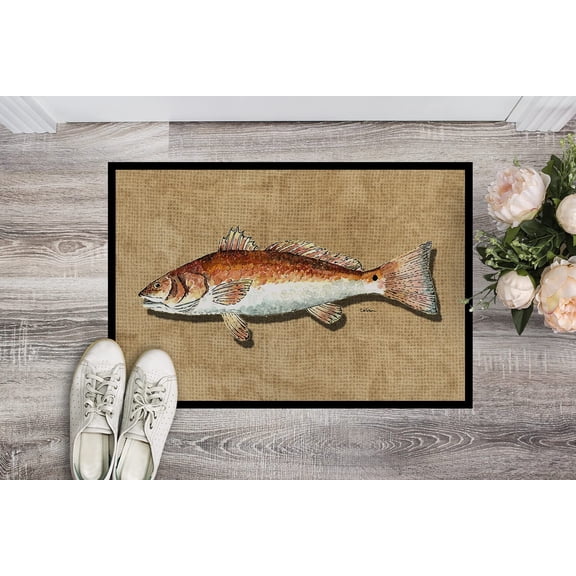 8807JMAT Red Fish Doormat 24x36 Front Door Mat Indoor Outdoor Rugs for Entryway, Non Slip Washable Low Pile, 24H X 36W