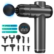 Cshidworld Massage Gun, Deep Tissue Back Massager for Pain Relief, Impact Massager Gun with 10 Massage Heads, Silent Brushless Motor, Gray