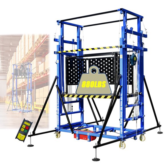 880Lbs Electric Scaffolding Lift, 6.5FT Heavy Scaffold Platform, Equipped with Remote Control and Casters, Elevated Mobile Working Platform, For Decoration Warehouse Building Repairs