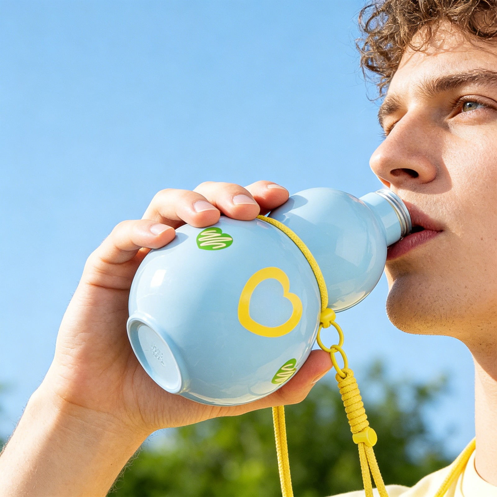 880Ml Large Capacity Gourd Water Bottle With Adjustable Strap Leakproof ...