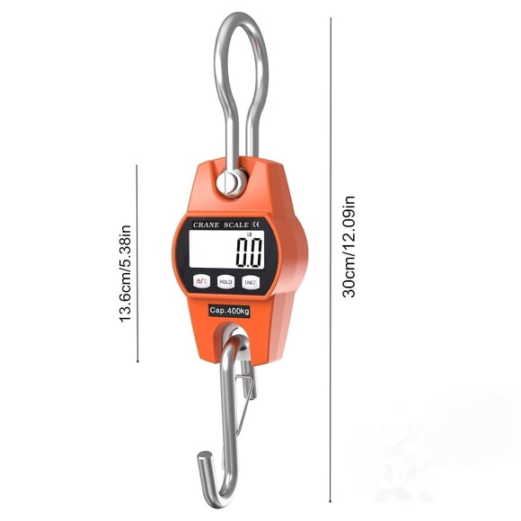 880lb/400kg Digital Hanging Scale, Handheld Mini Crane Scale with Hooks for Farm Hunting Fishing Luggage Outdoor