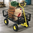 thumbnail image 1 of 880lbs Capacity Garden Cart,  Heavy Duty Mesh Metal Utility Wagon with Flat-Free Tires, Removable Sides, Flexible Handle Yard Cart (Yellow) Lanzxjv, 1 of 4