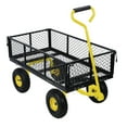 thumbnail image 1 of 880lbs Capacity Garden Cart, Heavy Duty Mesh Metal Utility Wagon with Flat-Free Tires,Removable Sides,Flexible Handle Yard Cart (Yellow), 1 of 8