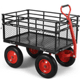 thumbnail image 1 of 880lbs Steel Garden Dump Cart, Heavy Duty Yard Dump Utility Wagon w Removable Mesh Sides, Utility Metal Wagon w 180° Rotating Handle, 10-Inch Wheels Perfect for Garden, Farm, Yard, 1 of 7