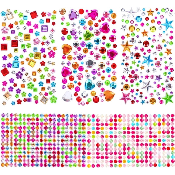 880pcs Gem Stickers Rhinestones for Crafts - Self Adhesive Jewels Stickers, Acrylic Gems DIY Craft Decorative Diamond Small Stickers