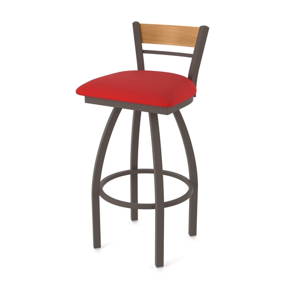 881 Revelle 25" Swivel Counter Stool with Bronze Finish, Medium Back and Canter Red Seat