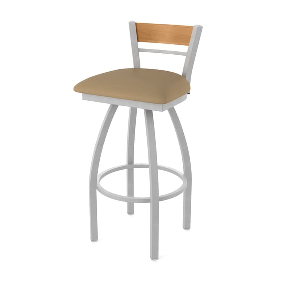 881 Revelle 30" Swivel Bar Stool with Anodized Nickel Finish, Medium Back and Canter Sand Seat