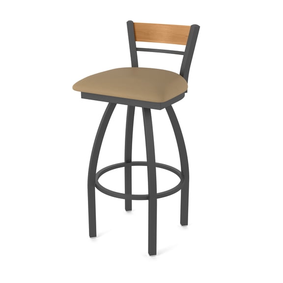 881 Revelle 30" Swivel Bar Stool with Pewter Finish, Medium Back and Canter Sand Seat
