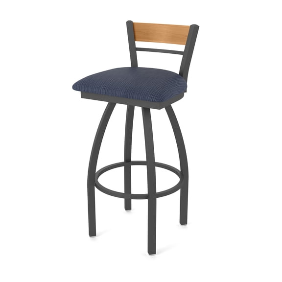 881 Revelle 30" Swivel Bar Stool with Pewter Finish, Medium Back and Graph Anchor Seat