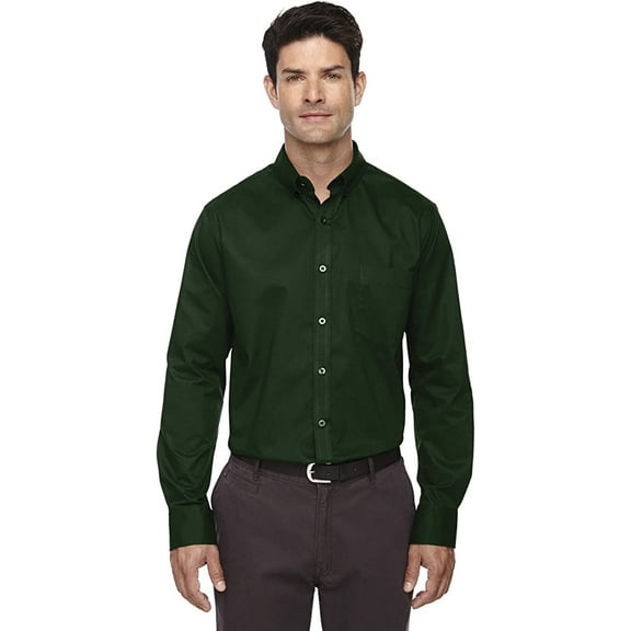 88193 Core 365 Men's Operate Long-Sleeve Twill Shirt Forest Green S