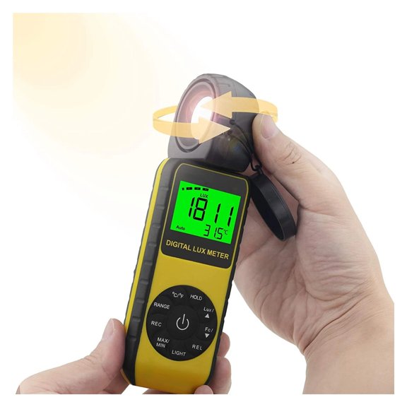 -881E Luxmeter Lumen Meter Handheld Light Calibrator With 270 Rotatable Detector, Measuring Range 0.1~300,000Lux ,Versatile Applications