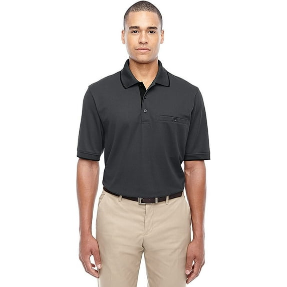 88222 Core 365 Men Motive Performance Piqué Tipped Collar Carbon Black 5XL