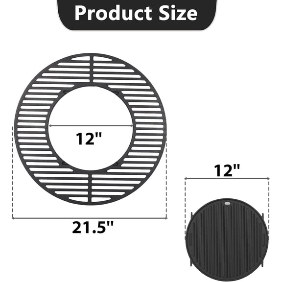 8835 Round Grill Grate w/8834 Grill Griddle for  Platinum 22" Kettle Grills