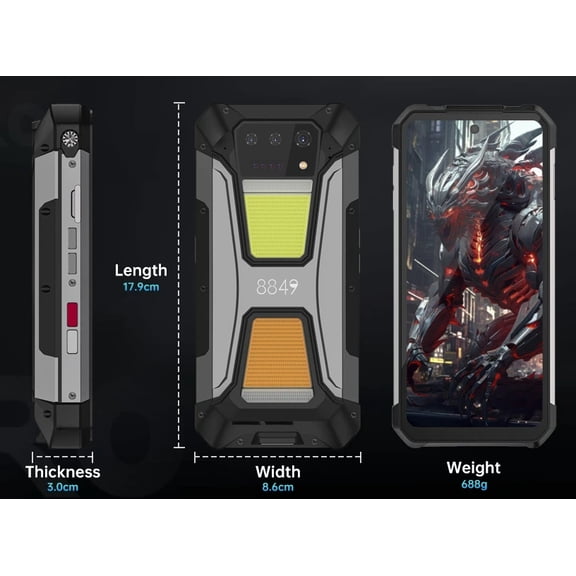 8849 Tank 2 Pro Rugged Smartphone Unlocked,512GB Android 14 Rugged Cell Phone with Projector, 6.81 4G Waterproof Mobile Phones 23800mAh
