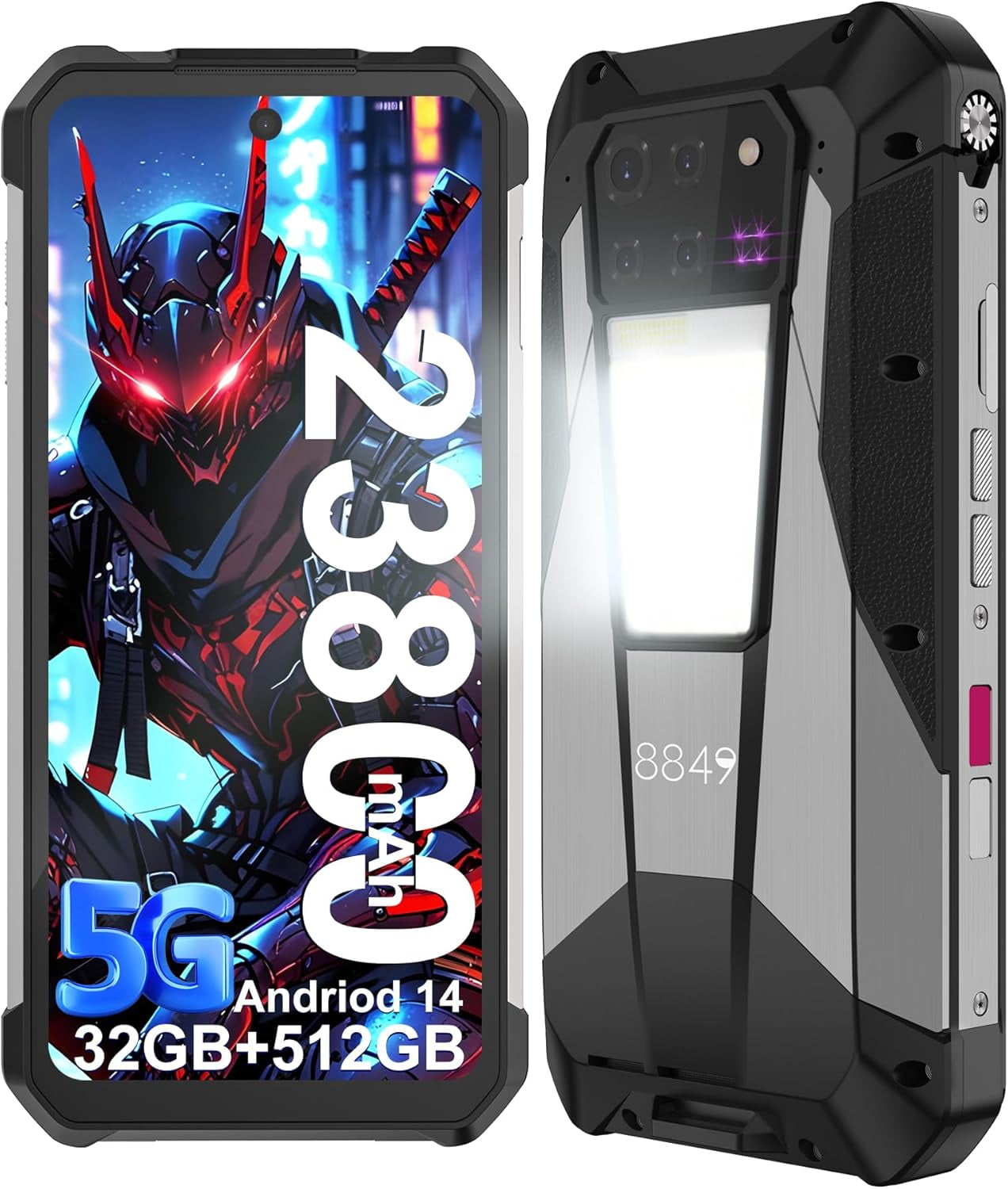 8849 Tank 3 Pro Rugged Smartphone Unlocked, Android 14 Waterproof Rugged Cell Phone, 6.79" 23800mAh 5G Mobile Phones 32GB RAM 512GB ROM