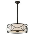 thumbnail image 1 of Avara 60-Watt 3-Light Oil Rubbed Bronze Traditional Pendant Light with White Fabric Shade and No Bulbs Included, 1 of 1