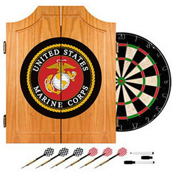 Trademark Poker United States Marine Corps Wood Dart Cabinet Set