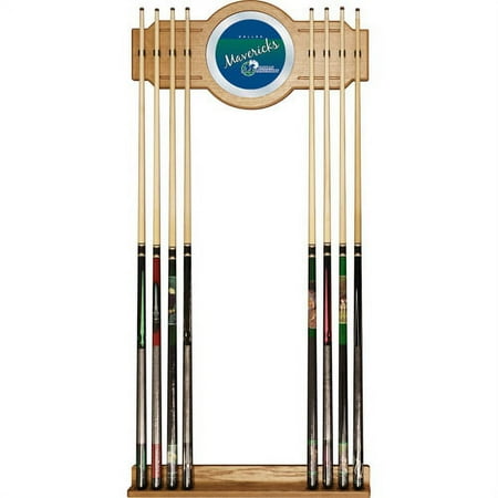Dallas Mavericks NBA Hardwood Classics Stained Wood Cue Rack with Mirror - Royal Blue, Green
