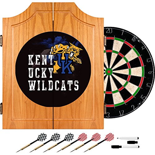 Trademark Gameroom University of Kentucky Wildcats Wood Dart Cabinet Set - Smoke