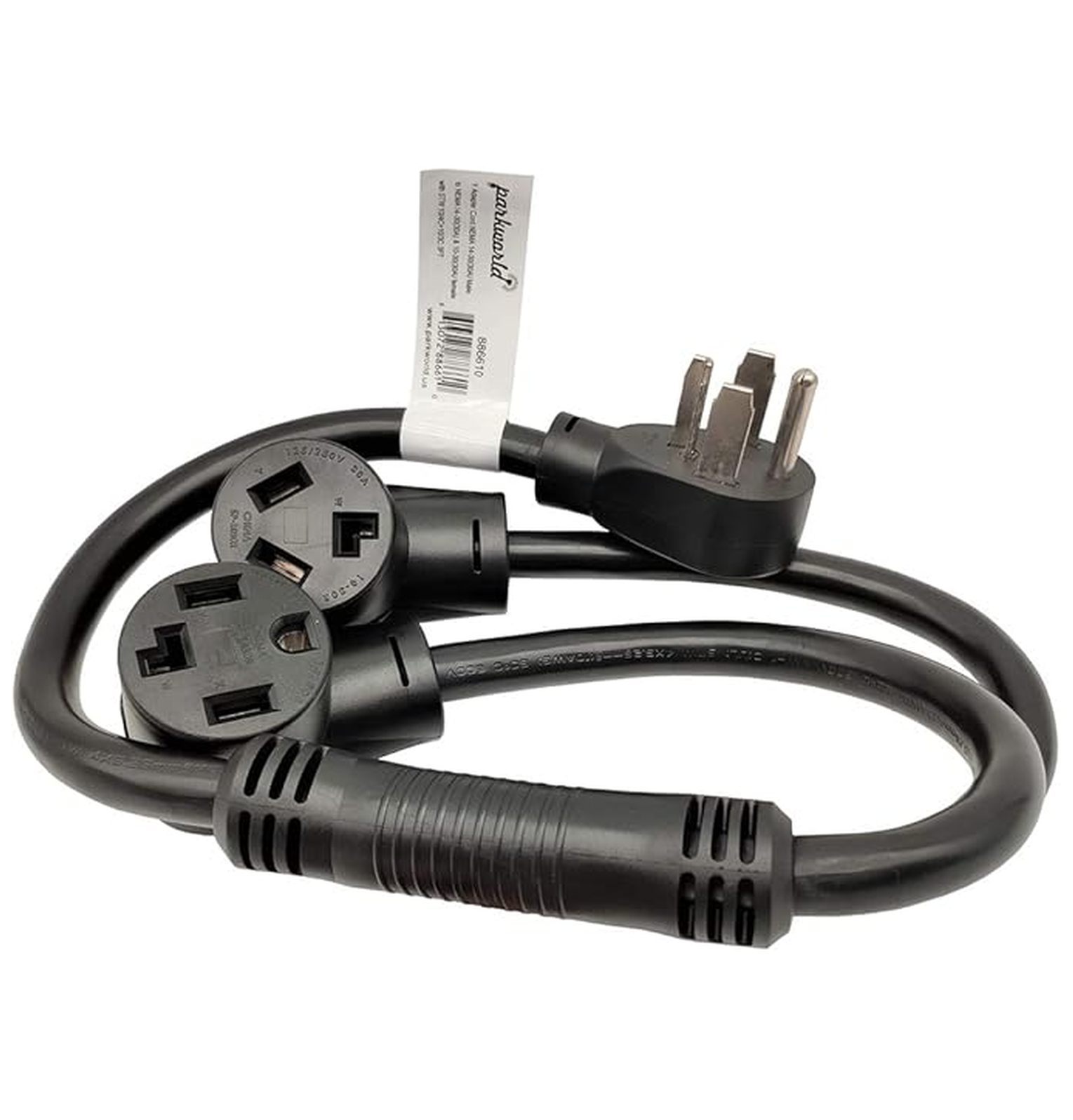 886610 Dryer Splitter, NEMA 14-30 Male Plug to 14-30 ＆ 10-30 Female Receptacle, Dryer 4-Prong 30 AMP Y Adapter Cord