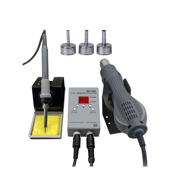 8878D 2-in-1 Dual Digital Soldering Rework Station with Sleep Stand, 1 Pack ,Repair Gear