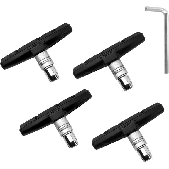 888 2 Pairs Universal V Bike Brake Pads with Hex Spanner, 69 mm No Squealing Professional Mountain Bicycle V-Brake Pads Blocks Replacement for Front and Back Wheel