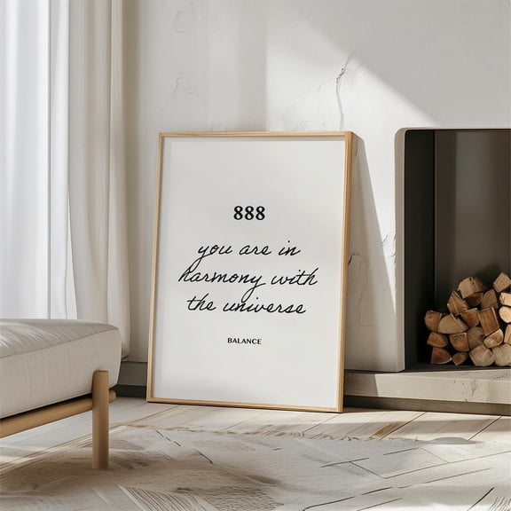 888 Angel Number Print, Minimalist Spiritual Wall Art Home Decor #1013, Unframed Poster Size 8x12