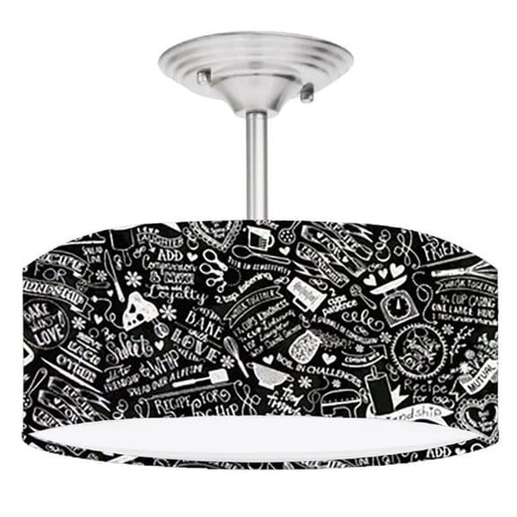 888 Cool Fans DR-0001024 Kitchen Friendship Cooking 2-Light Brushed Nickel Drum LED Lamp Fixture