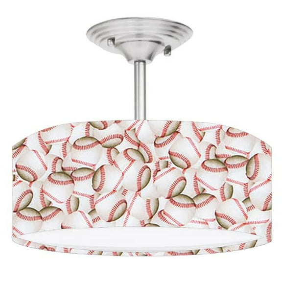 888 Cool Fans DR-0001045 Baseball 2-Light Brushed Nickel Drum Style LED Lamp Fixture