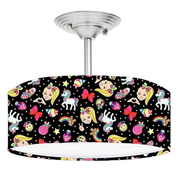 888 Cool Fans DR-0001056 Jojo Siwa 2-Light Brushed Nickel Drum Style LED Lamp Fixture