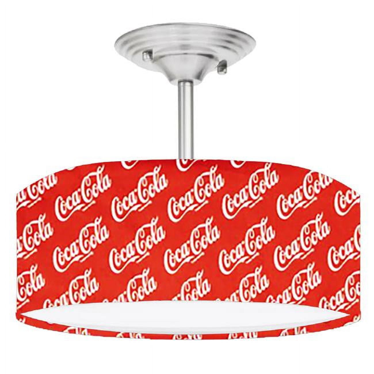 Coca Cola 2-Light LED Lamp Fixture, Brushed Nickel Drum