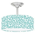 thumbnail image 1 of 888 Cool Fans DR-0001114 Tiny Teal Swirls Vines on White 2 Light Brushed Nickel Drum Style LED Lamp Fixture, 1 of 1