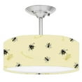 thumbnail image 1 of 888 Cool Fans DR-0001129 Vintage Bee Bumblebee 2 Light Brushed Nickel Drum Style LED Lamp Fixture, 1 of 1