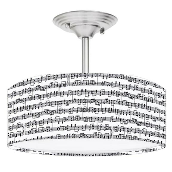 888 Cool Fans DR-0001156 Music Notes 2-Light Brushed Nickel Drum Style LED Lamp Fixture