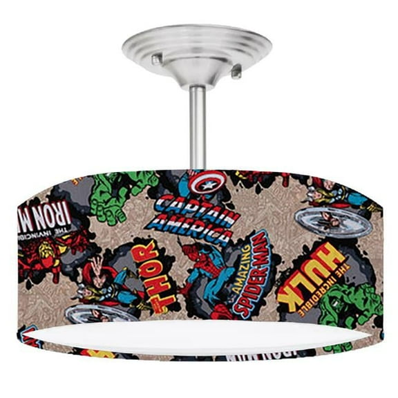 888 Cool Fans DR-0001196 Avengers 2-Light Brushed Nickel Drum Style LED Lamp Fixture