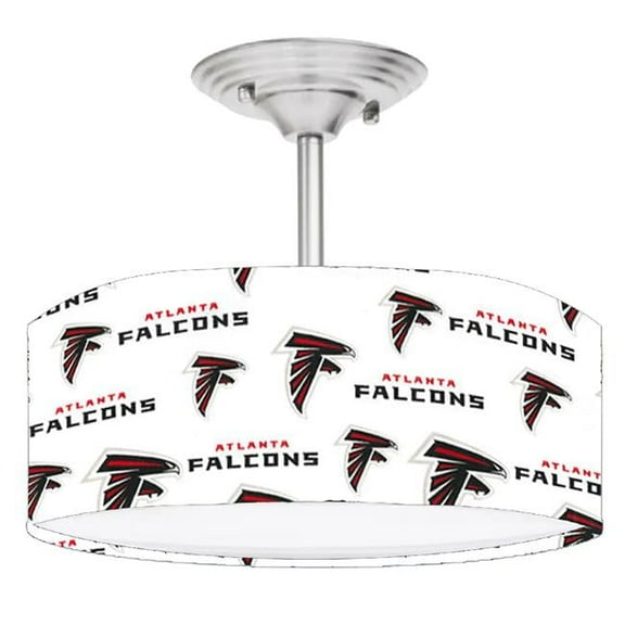 888 Cool Fans DR-0001350 Falcons NFL Football 2-Light Brushed Nickel Drum LED Lamp Fixture