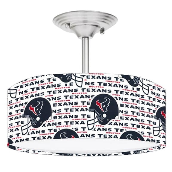888 Cool Fans DR-0001351 Texans NFL Football 2 Light Brushed Nickel Drum LED Lamp Fixture