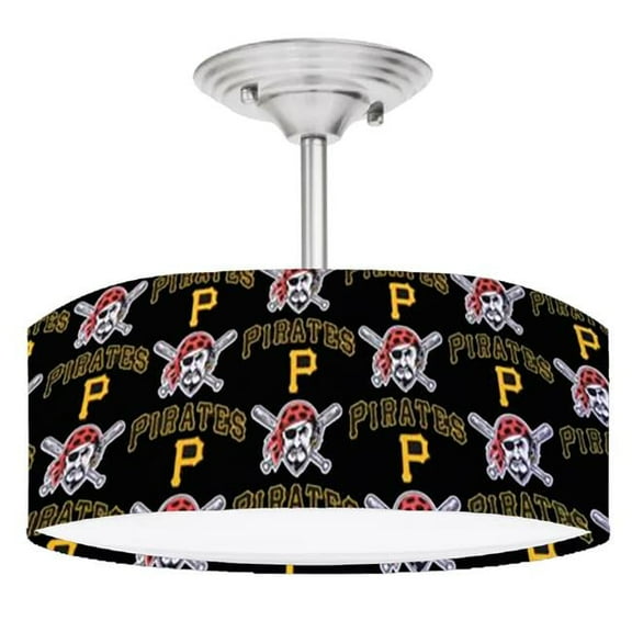 888 Cool Fans DR-0001399 Pirates MLB Baseball Brushed Nickel Drum Style Lamp Fixture