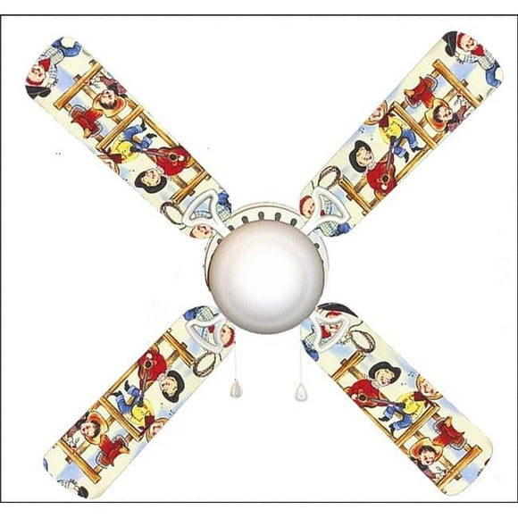 888 Cool Fans F42-0001024 42 in. Cowboy Kids Rodeo 4-Blades Ceiling Fan with Schoolhouse Lamp
