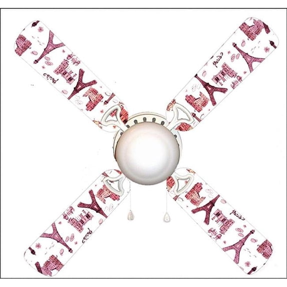 888 Cool Fans F42-0001045 42 in. Glitter of Paris 4-Blades Ceiling Fan with Schoolhouse Lamp