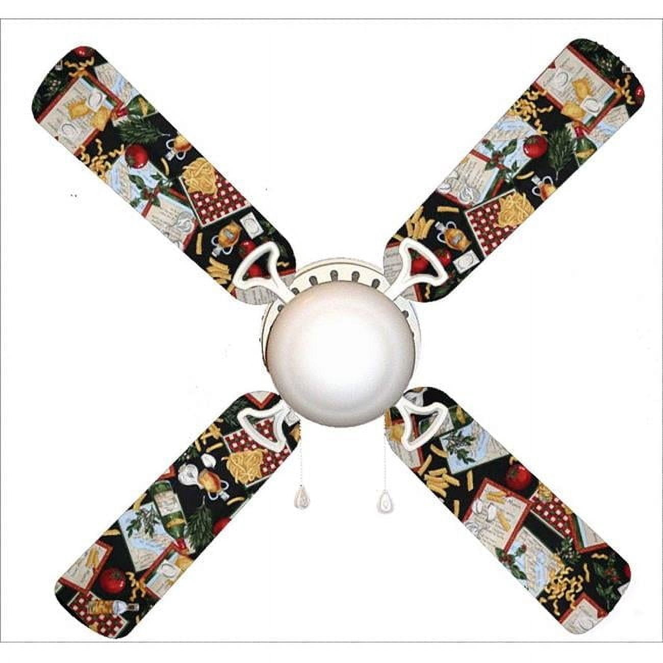 888 Cool Fans F42-0001052 42 in. Italian Feast Family Dinner Kitchen 4-Blades Ceiling Fan with Schoolhouse Lamp